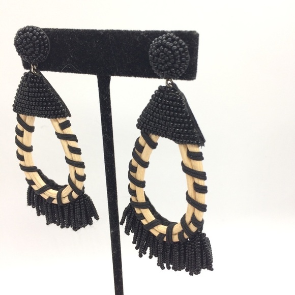 3/$30 BLACK SEED BEAD DANGLE HOOP TRIBAL BOHO EARRINGS TRIBAL FESTIVAL BEACH - Picture 5 of 8